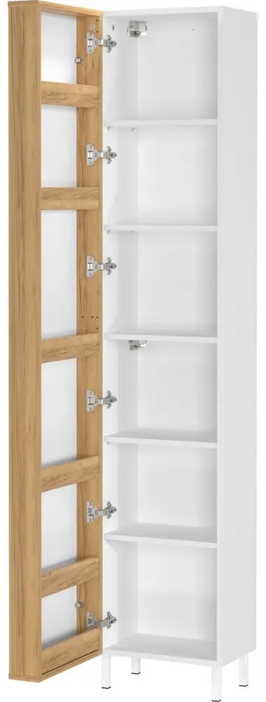 Biela vysoká/úzka kúpeľňová skrinka 39x195 cm Topeka – Germania