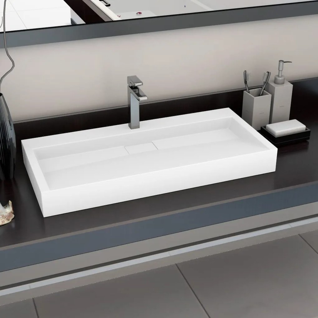 vidaXL Umývadlo z minerálneho/mramoroveho odliatku 100x46x11 cm biele