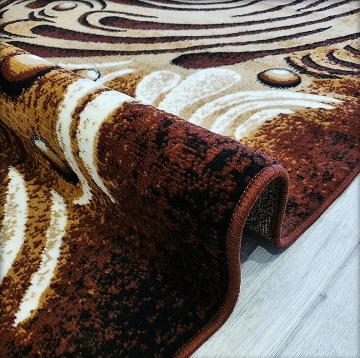 Abstraktný koberec Shiraz Bcf Bable – hnedo-čierna kombinácia Rozmer: 80x150 cm