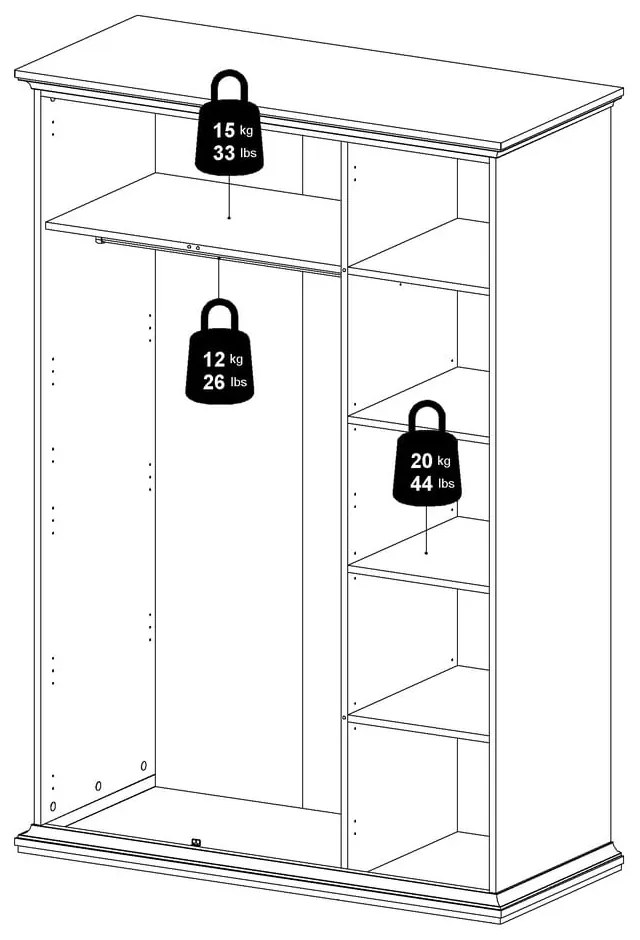 Biela šatníková skriňa 139x201 cm Paris – Tvilum