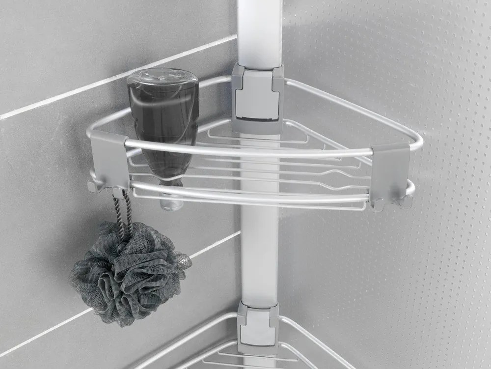 Teleskopická hliníková kúpeľňová polička v matne striebornej farbe Purio – Wenko