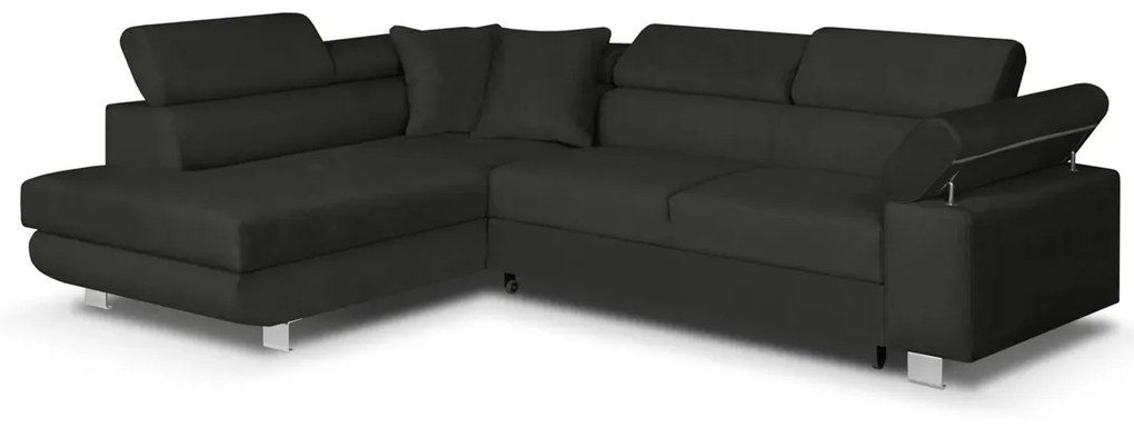 Rohová sedacia súprava s funkciou spania FREDO ľavá Tmavošedá