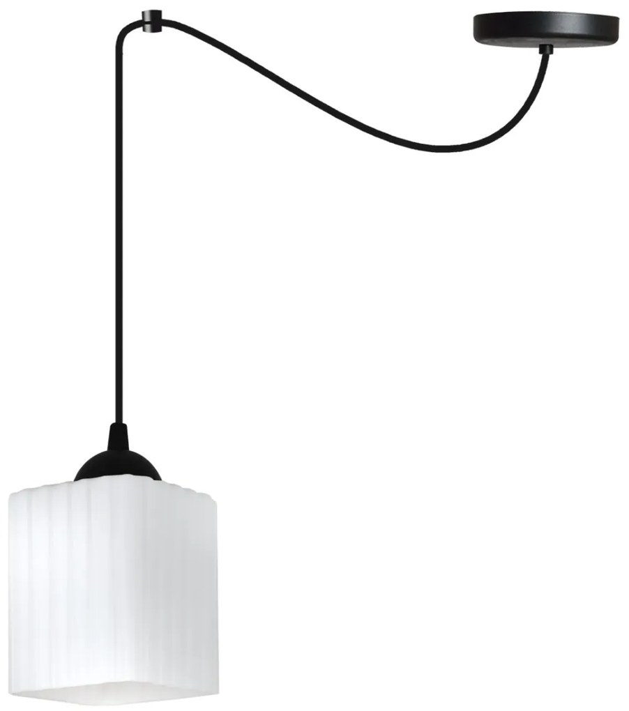 Závesné svietidlo Riffle Square Spider, 1x biele sklenené tienidlo, b