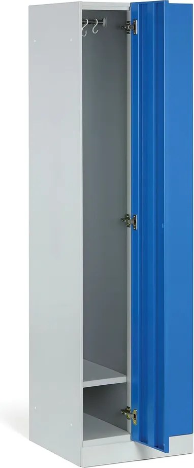 Kovová šatníková skrinka S1 zúžená, 2 oddiely, 1850 x 500 x 500 mm, otočný zámok, zelené dvere