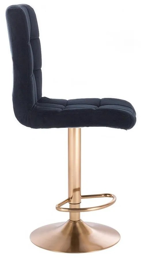LuxuryForm DESIGN Barová stolička TOLEDO VELUR na zlatom tanieri - čierna
