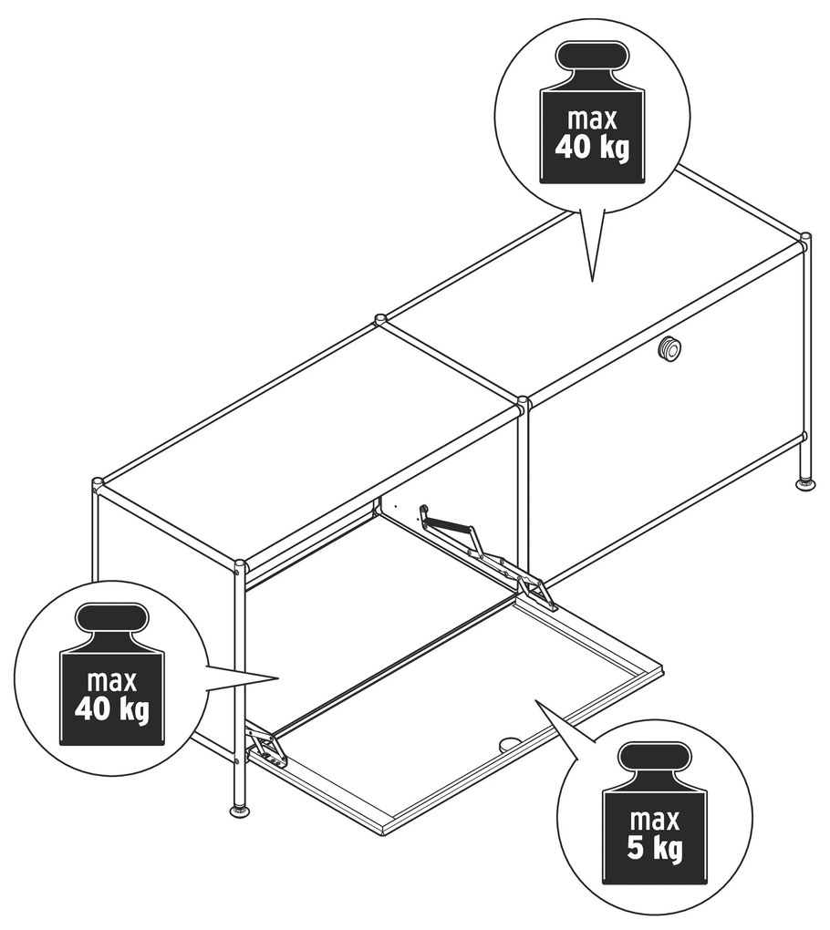 Kovová nízka skrinka »CN3« s výklopnými priečinkami, zelená
