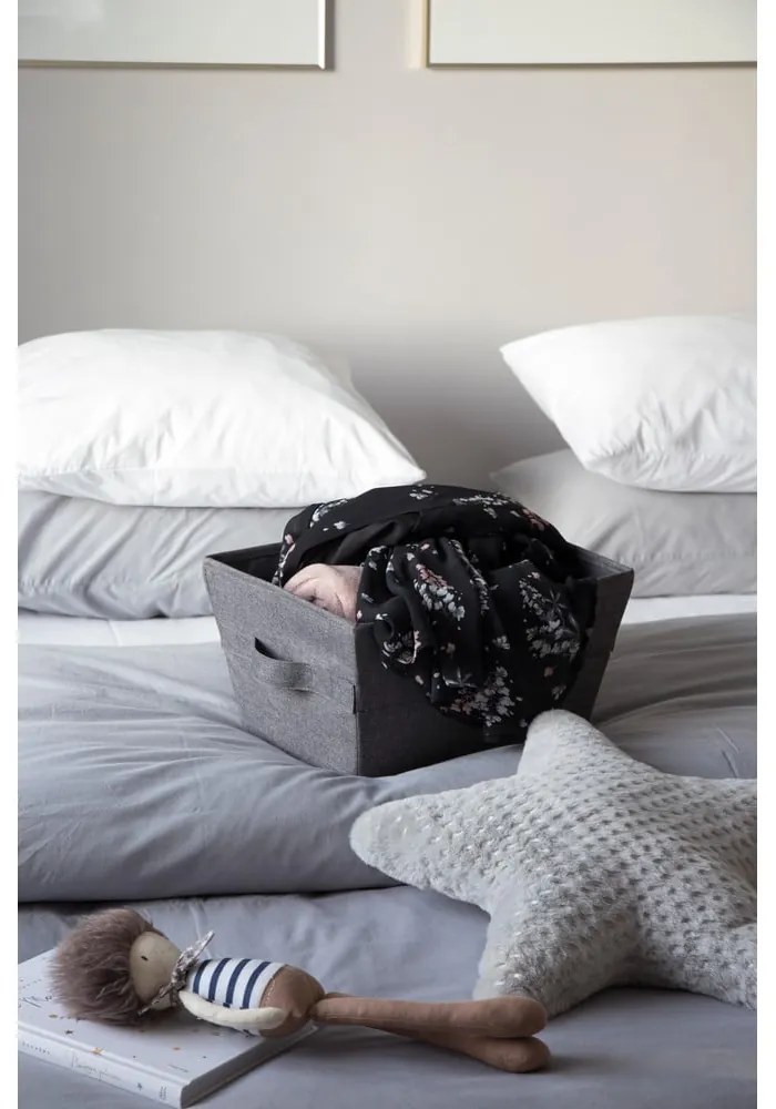 Sivý úložný koš Bigso Box of Sweden Tap, 26 x 19 cm