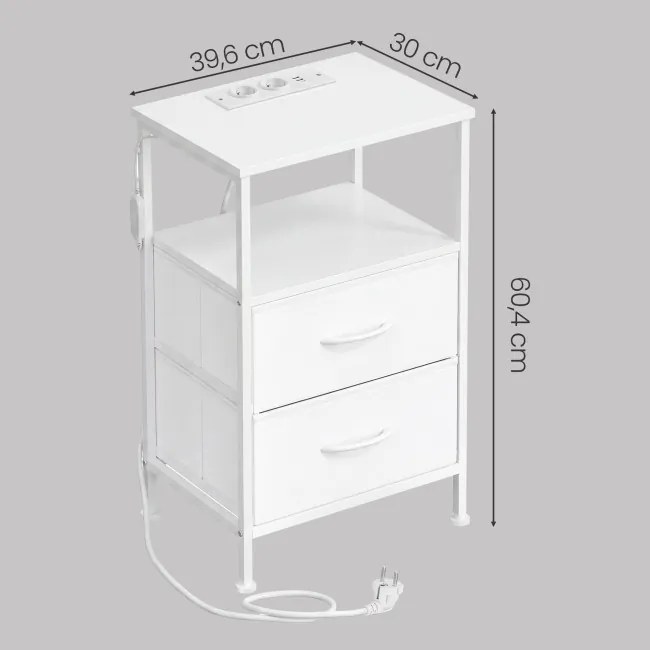 Sada 2 nočných stolíkov s LED osvetlením a nabíjacou stanicou LGSB35202W102
