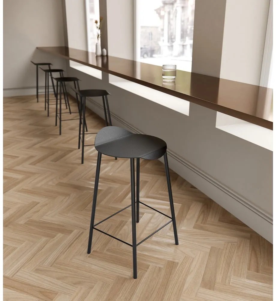 Čierna kožená barová stolička Flamingo Bull – LIND DNA