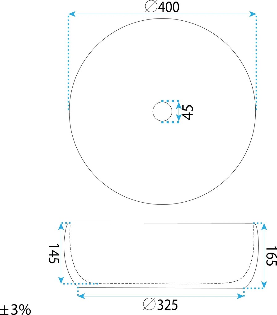 Rea Galaxy, umývadlo na dosku 400x400x165 mm, biela lesklá, REA-U0640