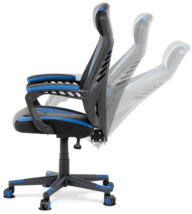 Autronic BONTEC Herné kreslo, hojdací mechanizmus, čierna ekokoža, KA-Y213 BLUE Farba: Šedá