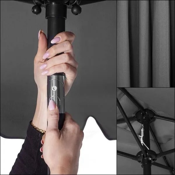 Záhradný slnečník 200 X 130 cm SPRINGOS GU0037 - sivý