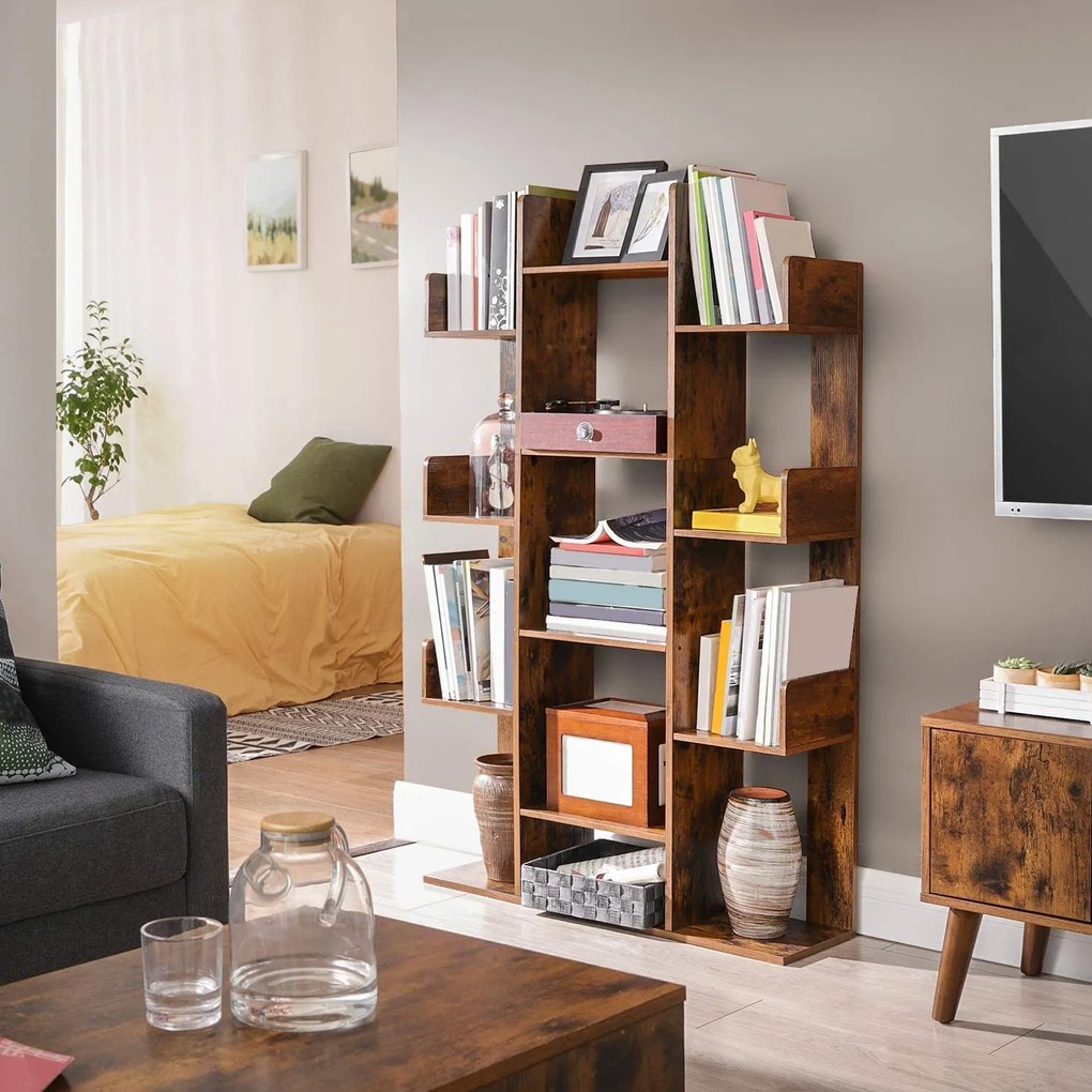 Knižnica Vasagle Strom II hnedá/čierna