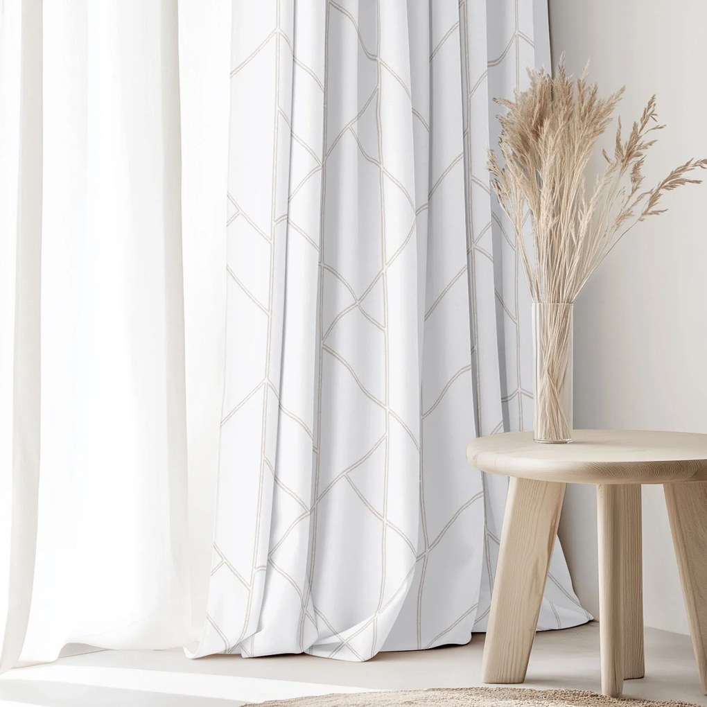 Goldea bavlnený záves - geometrické línie na bielom 280x150 cm