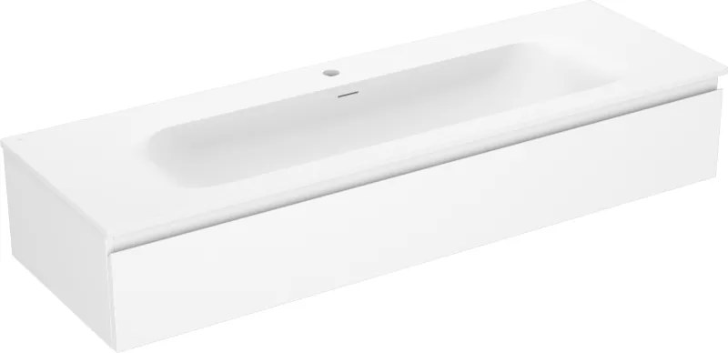 Mexen Orio, kúpeľňová skrinka 140 cm s umývadlom Vela, 1 zásuvka, biela matná, 91A10-14023-1-BF01-W23M01