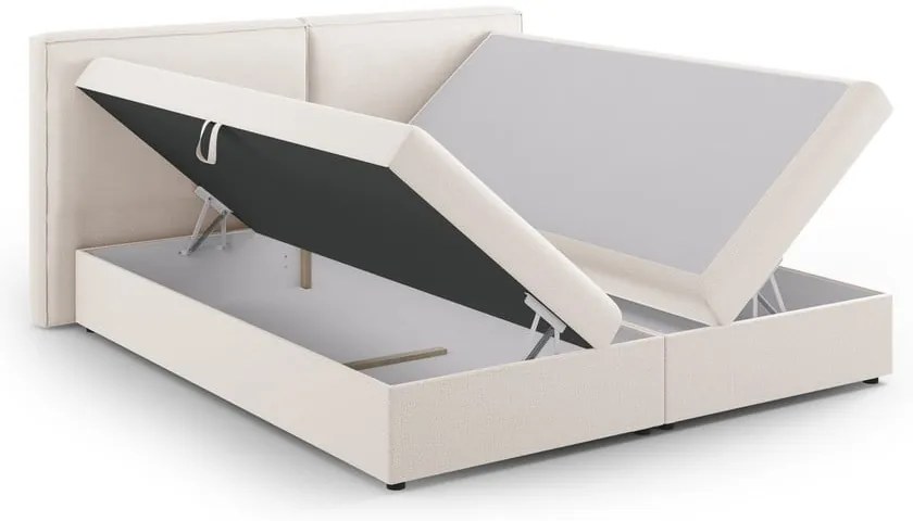 Krémová boxspring posteľ s úložným priestorom 140x200 cm Arendal – Cosmopolitan Design