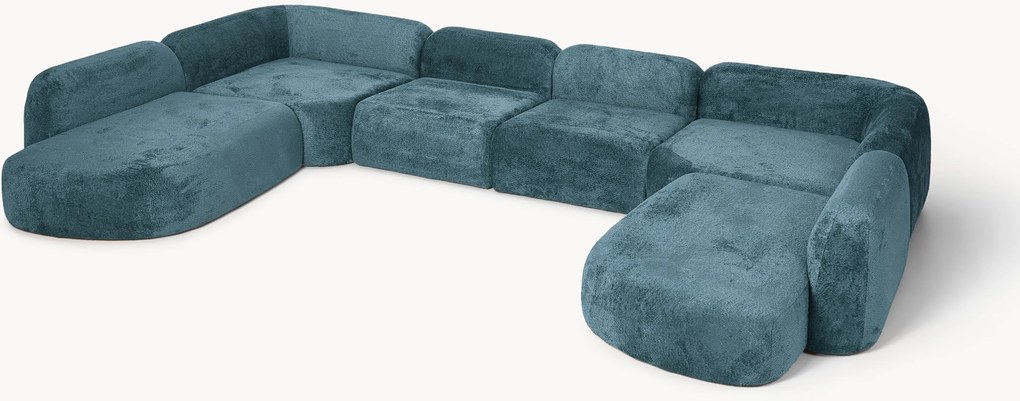 XL modulárna pohovka z plyšového buklé Wolke