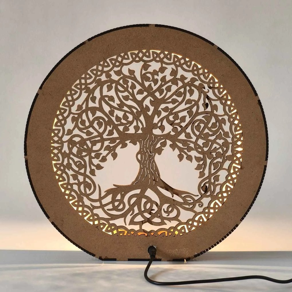Drevený Strom života s LED osvetlením | KELT: HDF - Orech 20 cm 4782-115135 LED0596