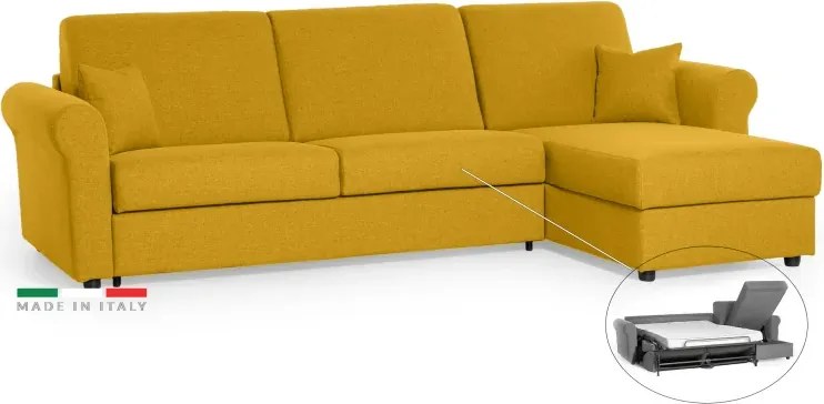 Rohová sedacia súpravana každodenné spanie SAVONA s rozkladom, žltá (penelope 08), 140