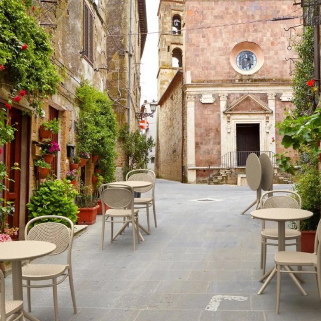 SKY FOLDING Ø60 sklopný záhradný stôl taupe