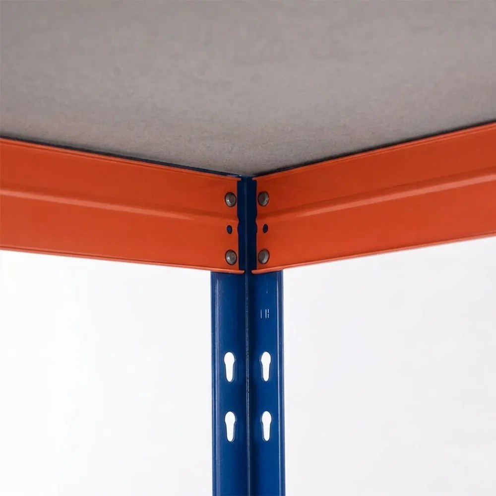 Kovové regály RIVET PRO 180x180x60 DTD drevotrieska 4 úrovne modro-oranžová