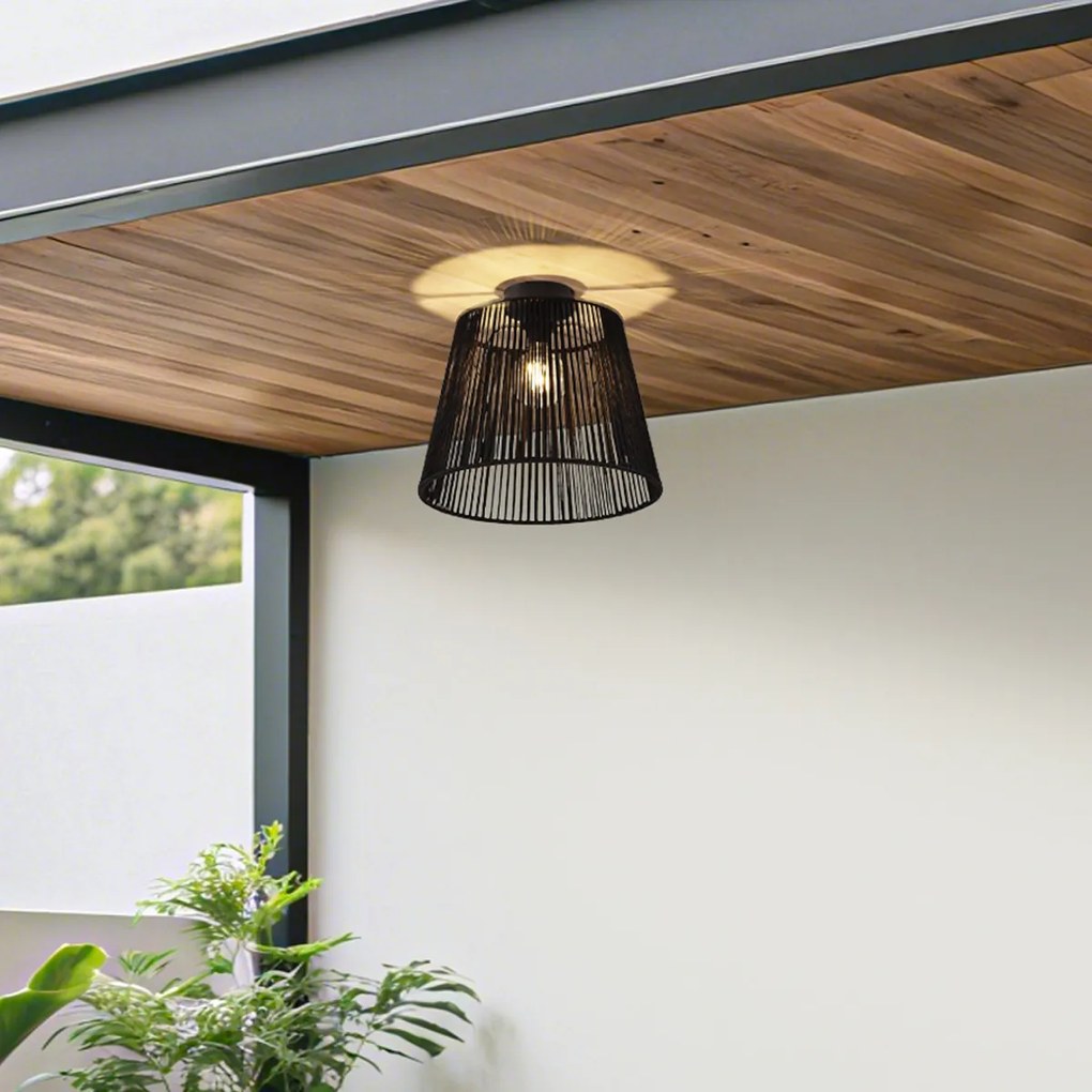 Japandi vonkajšie stropné svietidlo s čiernym lanom IP54 - Jayla