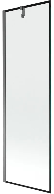 Mexen Next, 1-krídlová vaňová zástena 60 x 150 cm, 6mm číre sklo - čierny vzor, grafitová, 895-060-000-00-70-95
