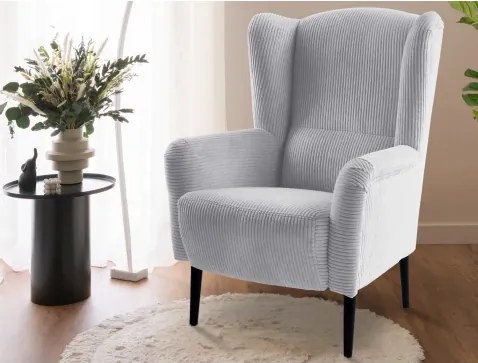 Kreslo ušiak Canto, svetlo šedá štruktúrovaná látka%