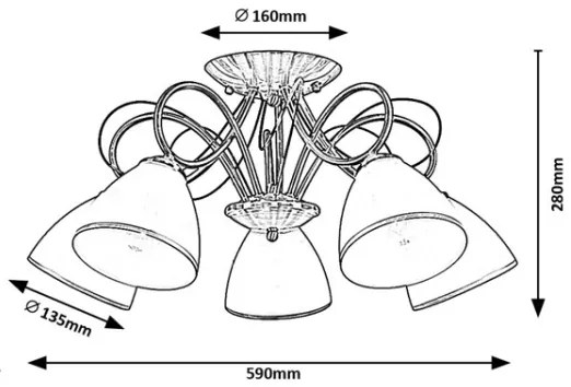 Brilagi - Prisadený luster FRED 5xE27/60W/230V pr. 59 cm bronzový