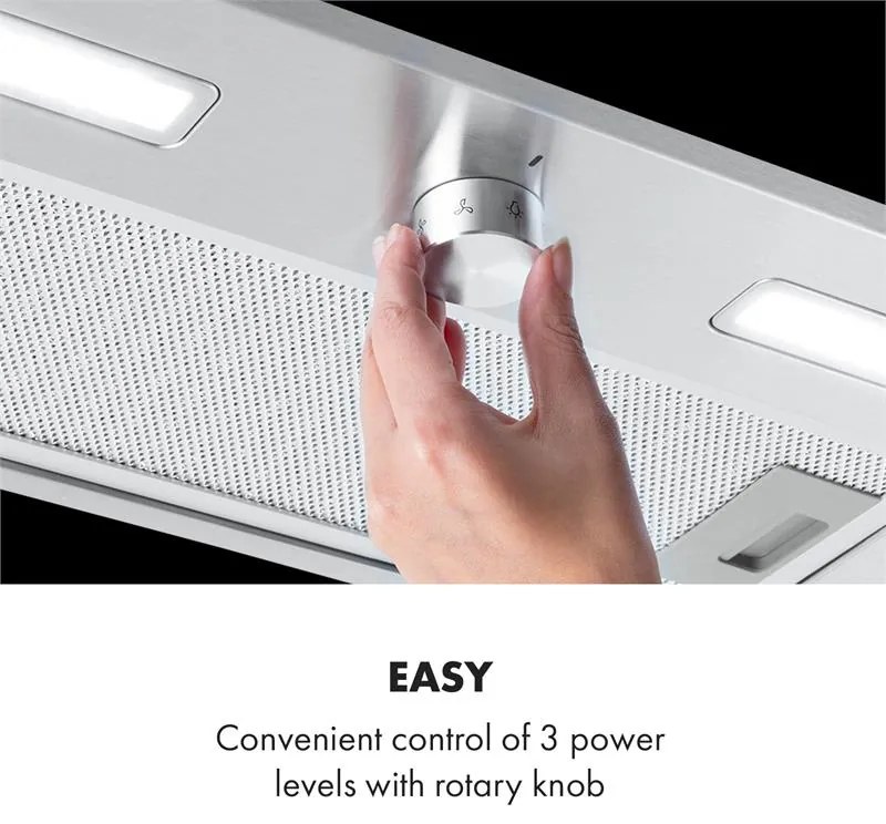 Klarstein Simplica, digestor, 52 cm, vstavaný, 400 m³/h, LED, nehrdzavejúca oceľ