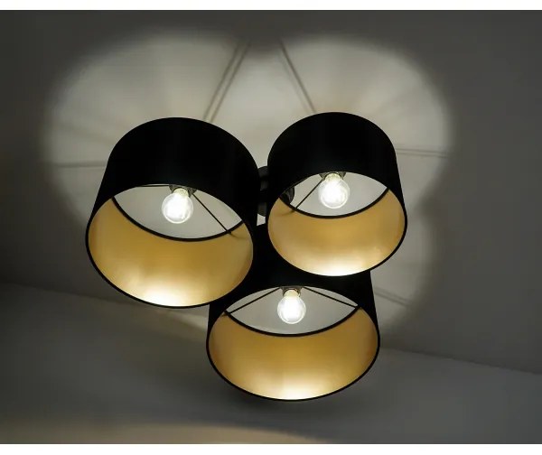 Duolla - Prisadený luster ROLLER TRIO SHINY 3xE27/15W/230V čierna/zlatá