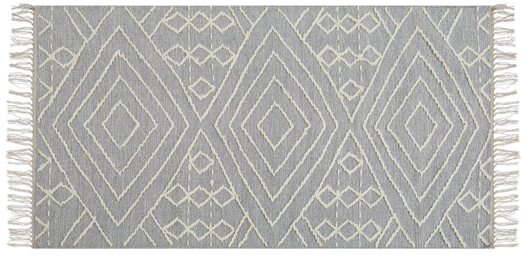 Bavlnený koberec 80 x 150 cm sivá/biela KHENIFRA Beliani