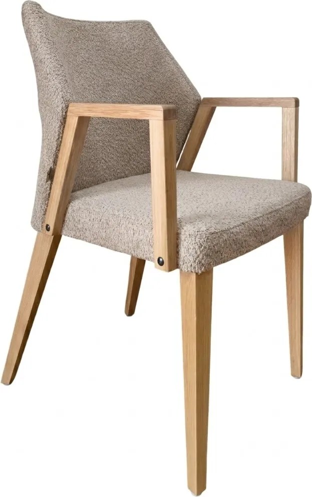 Čalúnené polo-kreslo ZORA s dubovými nohami a podrúčkami, 56x60x87 cm Catch-Me04