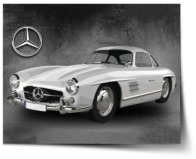 Sablio Plagát Mercedes-Benz 300 SL Sivé pozadie - 60x40 cm
