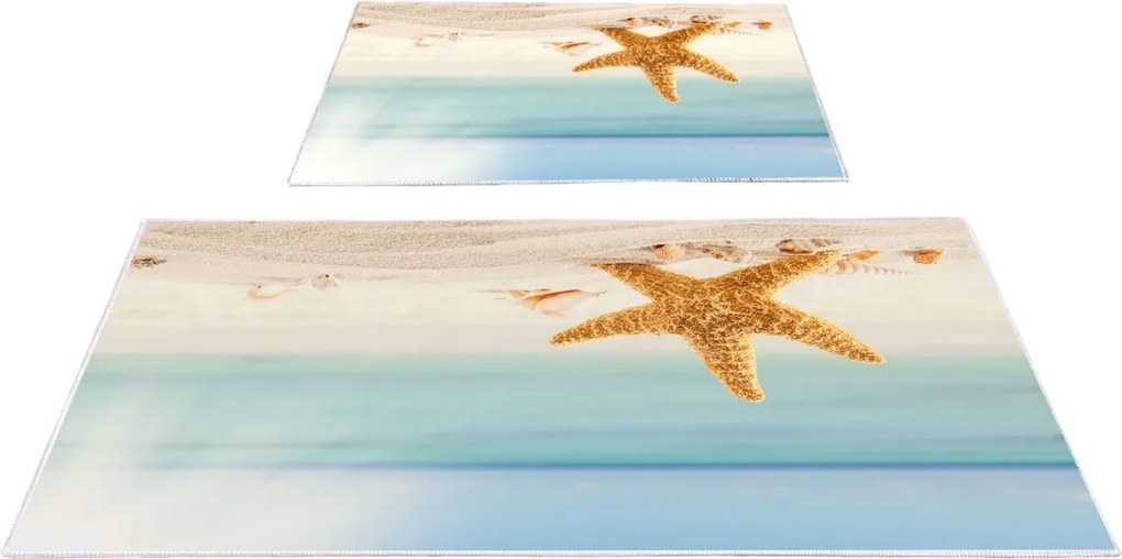 Súprava 2 kusov kúpeľňových predložiek Hviezdica modrá/béžová