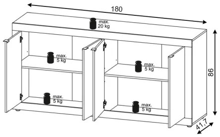 Komoda RUNEA tmavohnedá/antracit