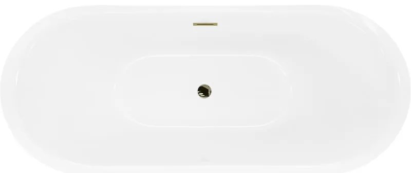 Mexen Lotos, voľne stojaca vaňa 180 x 75 cm, biela, zlatý lesklý prepad, 52051807700-50