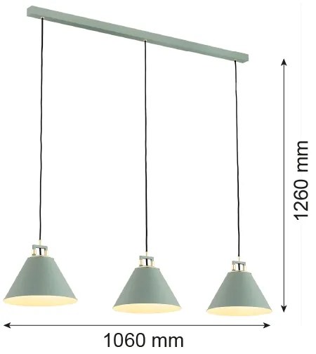 Argon 6177 - Luster na lanku ORTE 3xE27/15W/230V zelená