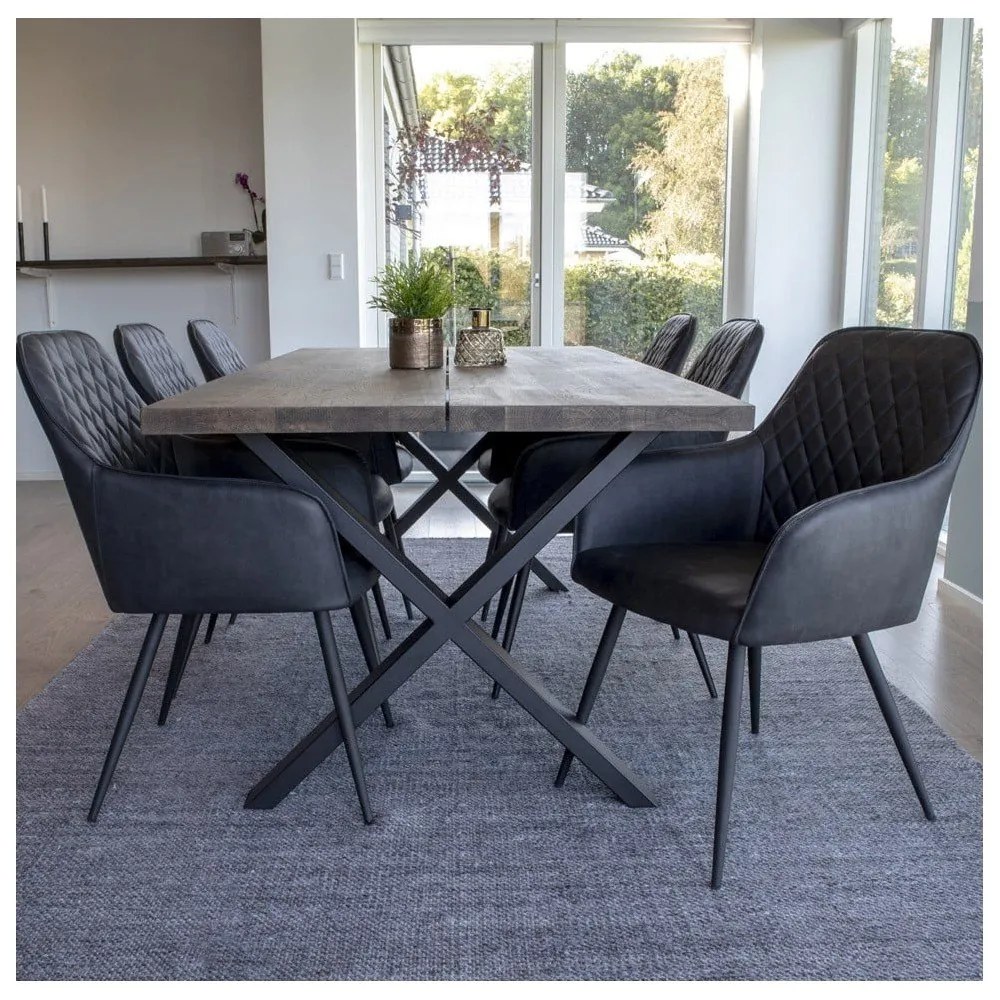 Tmavosivé čalúnené jedálenské kreslá v súprave s podrúčkami 2 ks Harbo – House Nordic