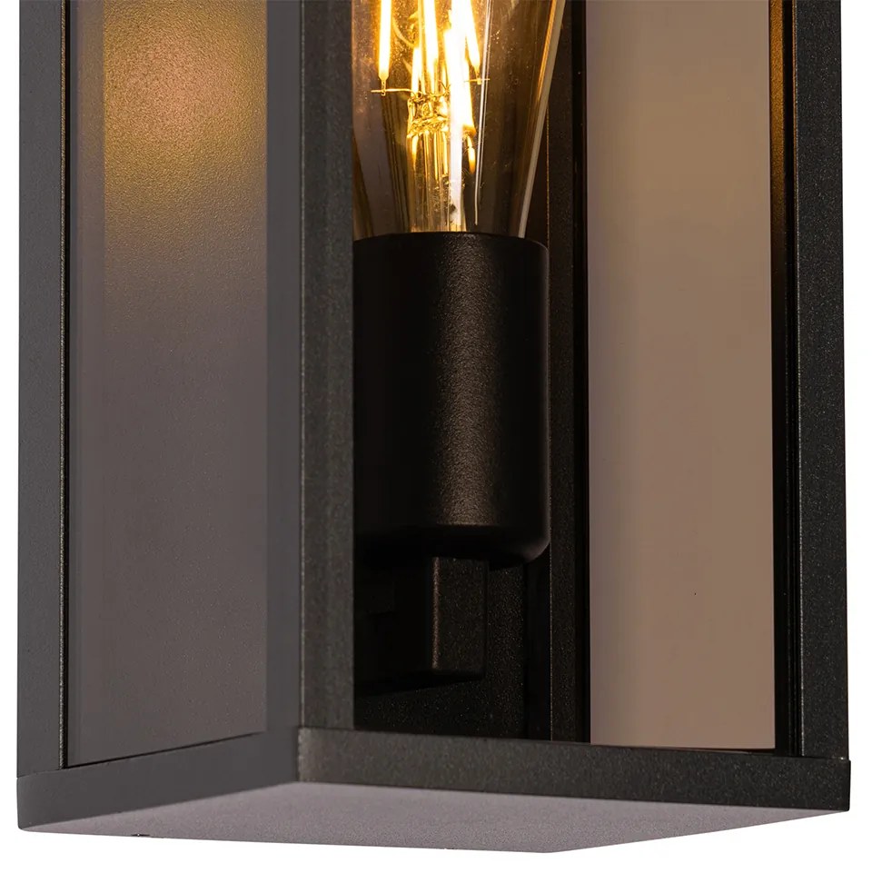 Vonkajšia nástenná lampa čierna s dymovým sklom 26 cm IP44 - Charlois