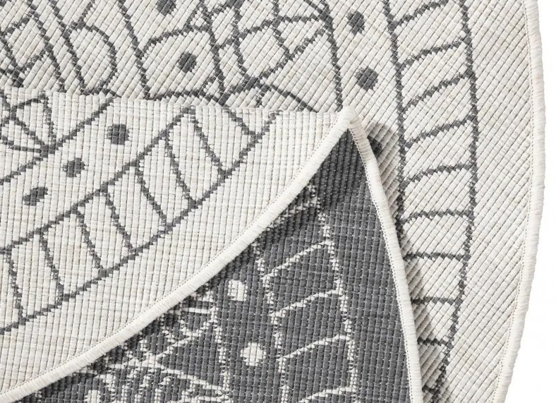 Kusový koberec Twin-Wendeteppiche 103143 creme grau – na von aj na doma, 140x140 (priemer) kruh, šedá, chodba / predsieň, Hanse Home