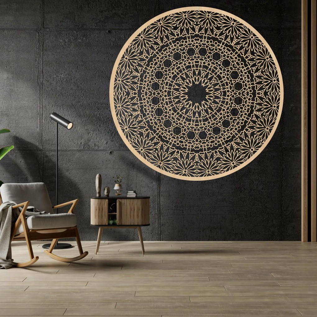Luxusná drevená mandala na stenu 3D dekorácia do interiéru | HELA: HDF - Orech 30 cm 4341-79186 HDF0342