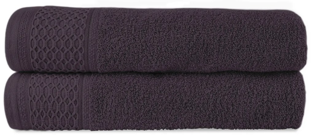 BAVLNENÉ UTERÁKY SOLANO SADA 1 KS 30X50 CM, 1 KS 50X90 CM, 1 KS 70X140 CM TMAVOFIALOVÁ