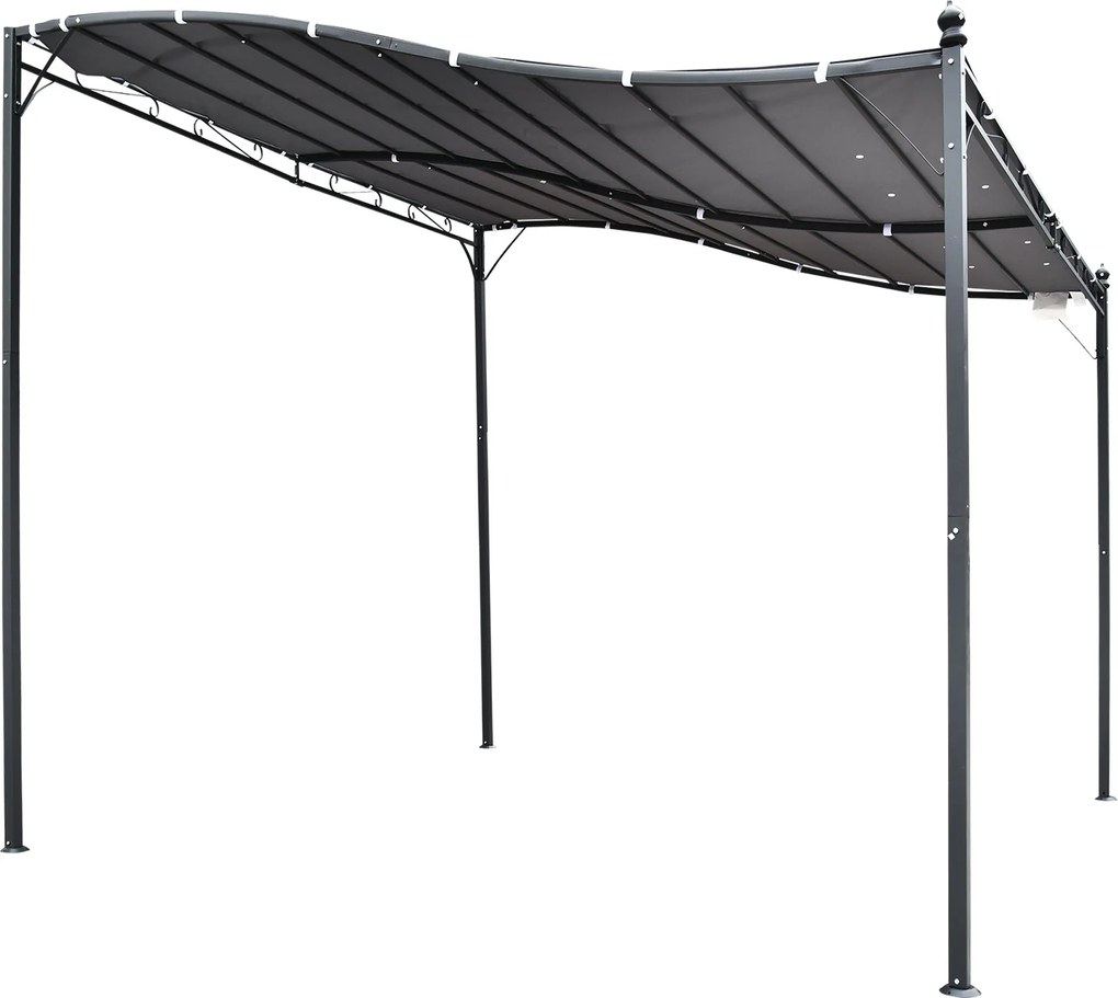 Outsunny Záhradná Pergola s Krytom a Stanom, Kovová Šedá 297x297cm | Aosom