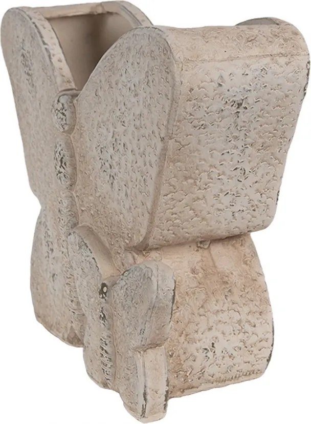 Béžový antik cementový kvetináč motýľ Butterfly - 24*10*19 cm