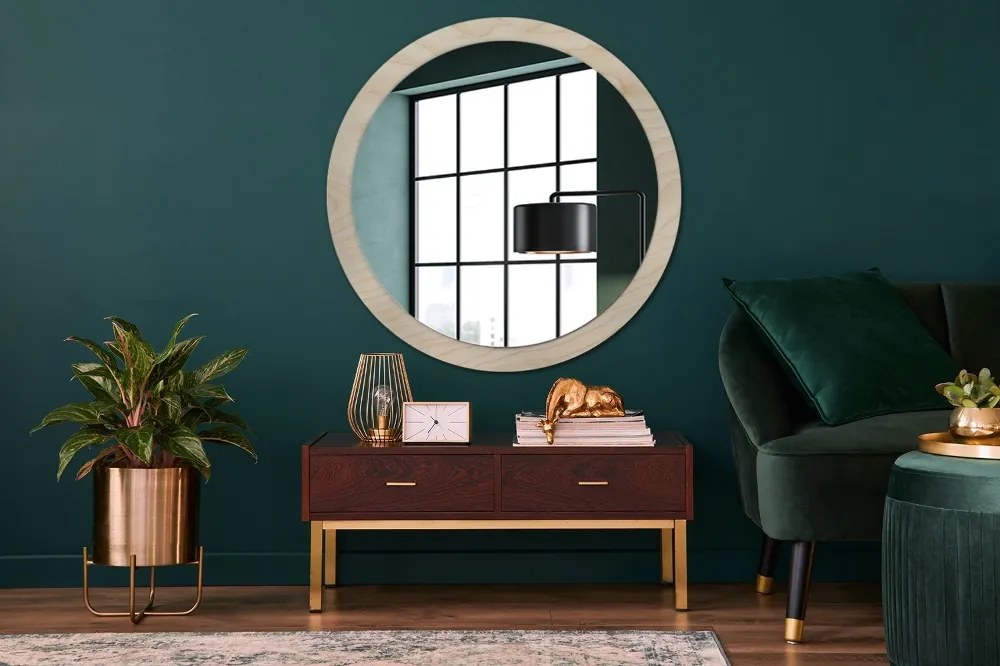 Okrúhle dekoračné zrkadlo s motívom Textúra dreva fi 100 cm