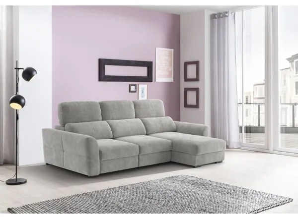 Univerzálna rohová rozkladacia trojmiestna pohovka s úložným priestorom TRENTO svetlosivá