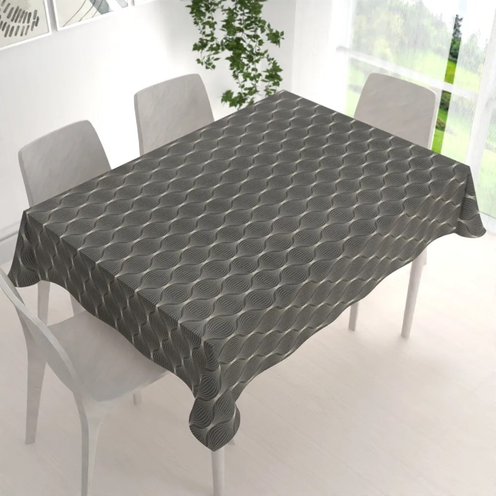 Biante Bavlnený obdĺžnikový obrus Sandra SA-489 Sivohnedé designové vlnky 120x140 cm