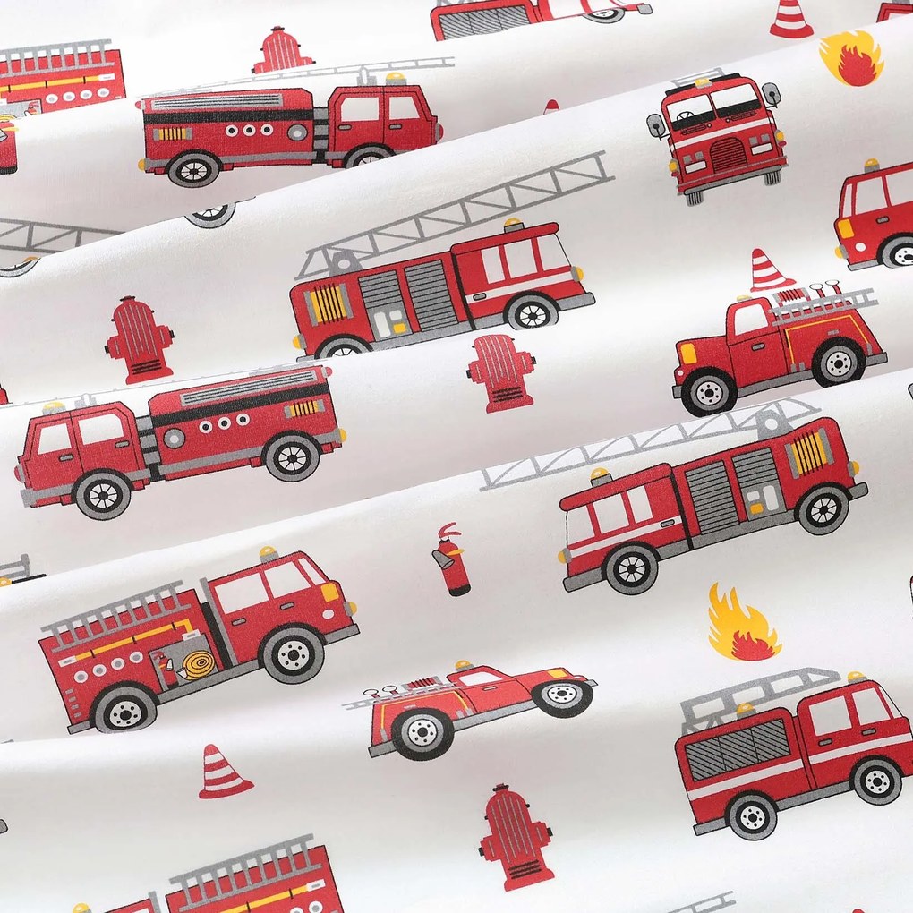 Goldea detské bavlnené obliečky do postieľky - hasičské autá 90 x 130 a 40 x 60 cm