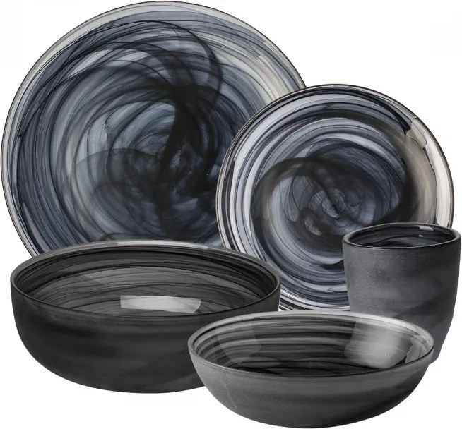 S-art - Sklenený set čierny pieskovaný 25 ks - Elements Glass (w0024)